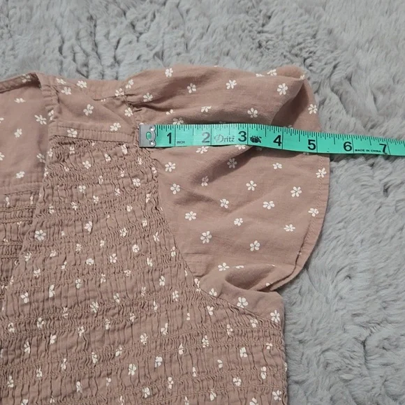 American Eagle Outfitters tan tie front floral blouse size L - Picture 8 of 8